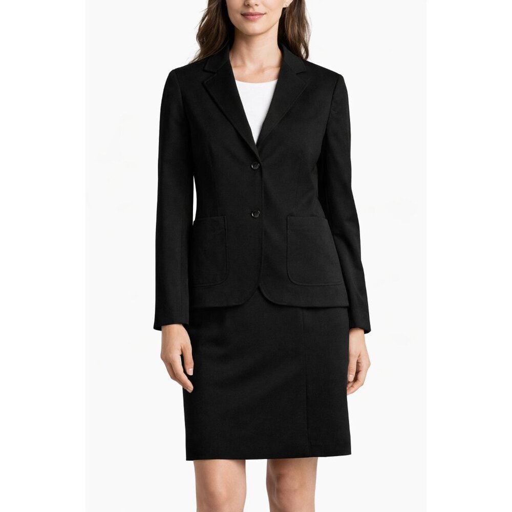 Brooks Brothers Women's Black Wool 2 Piece Professional Pencil Skirt Set, 2P/4P